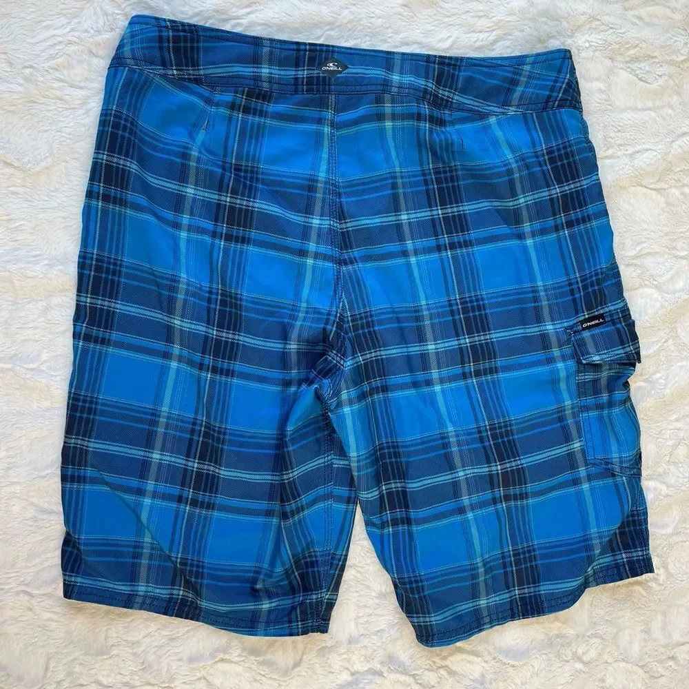 O’Neill Blue Plaid Swim Trunk - Mens 34‎